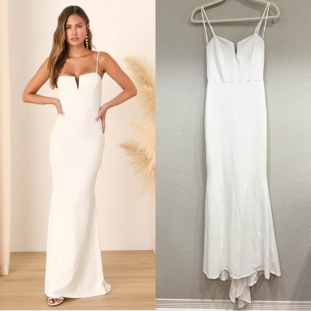 NWOT Lulus Finding the One White Mermaid Maxi Dress